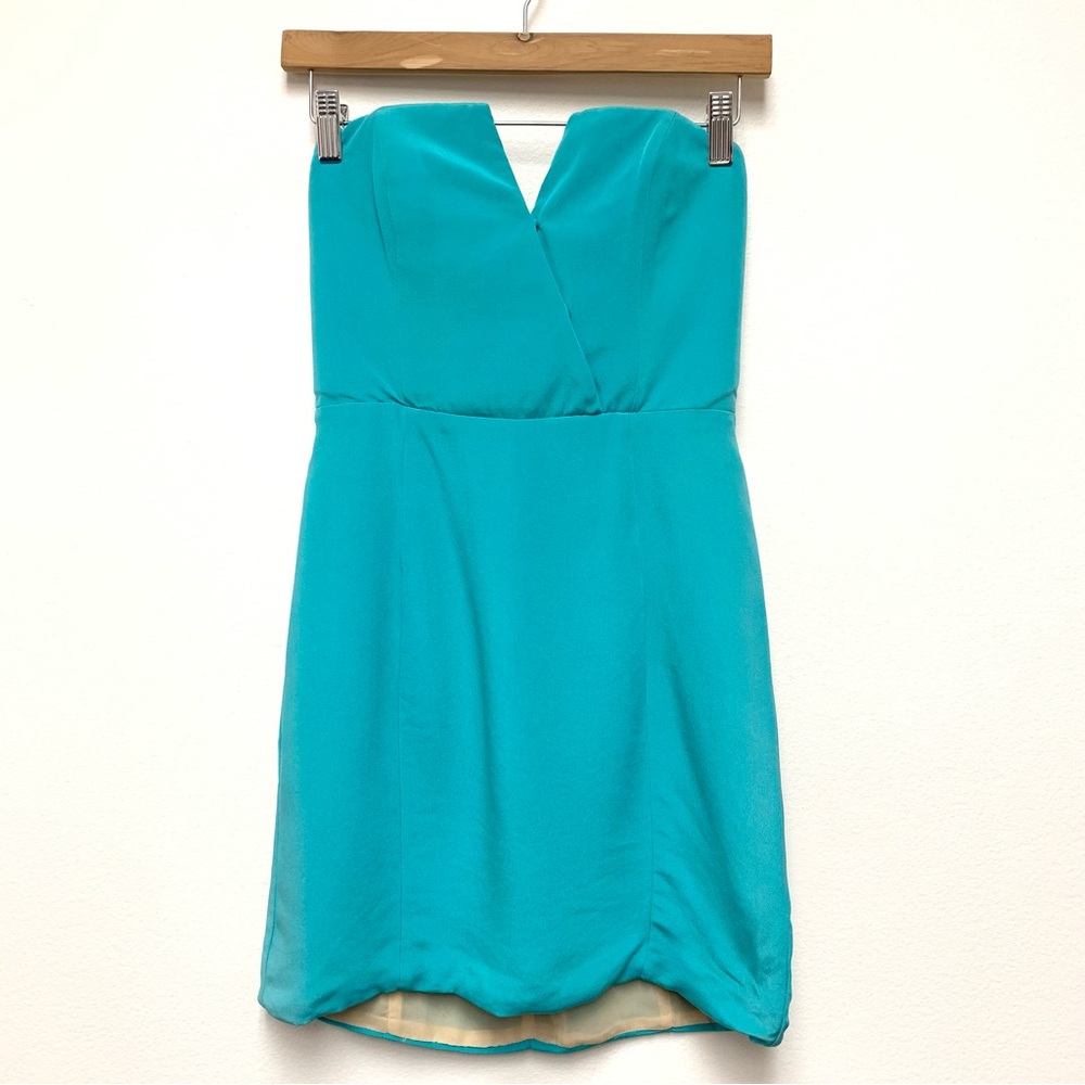Naven‎ Bombshell Silk Strapless Dress Size XS Turquoise Party Cocktail Wedding